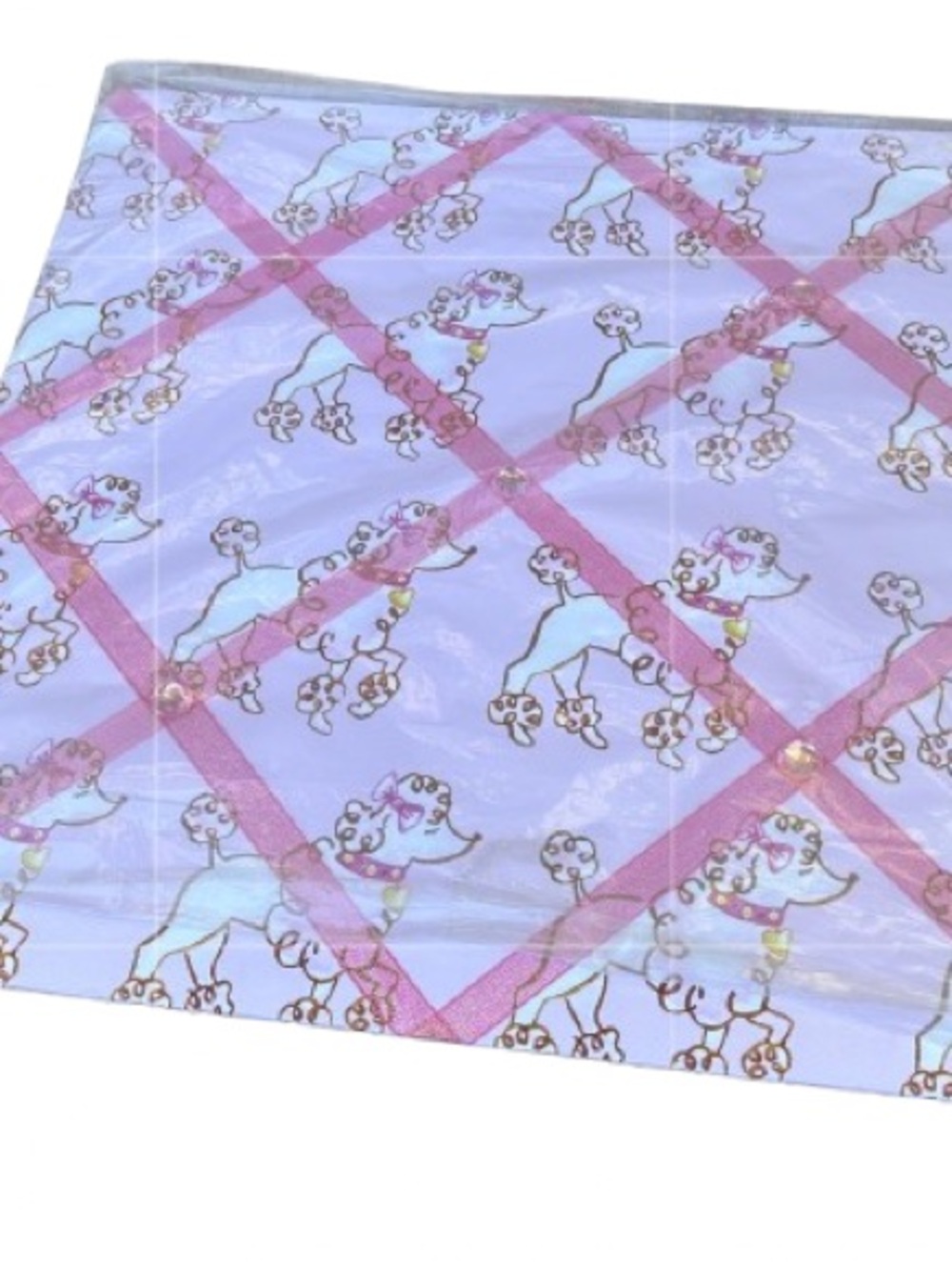 Pink Poodle Design Fabric Photo Memo Board Lace